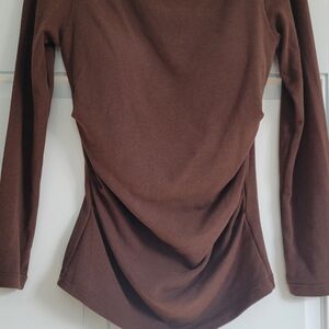 Women’s Brown OGL Long-Sleeve Draped Top